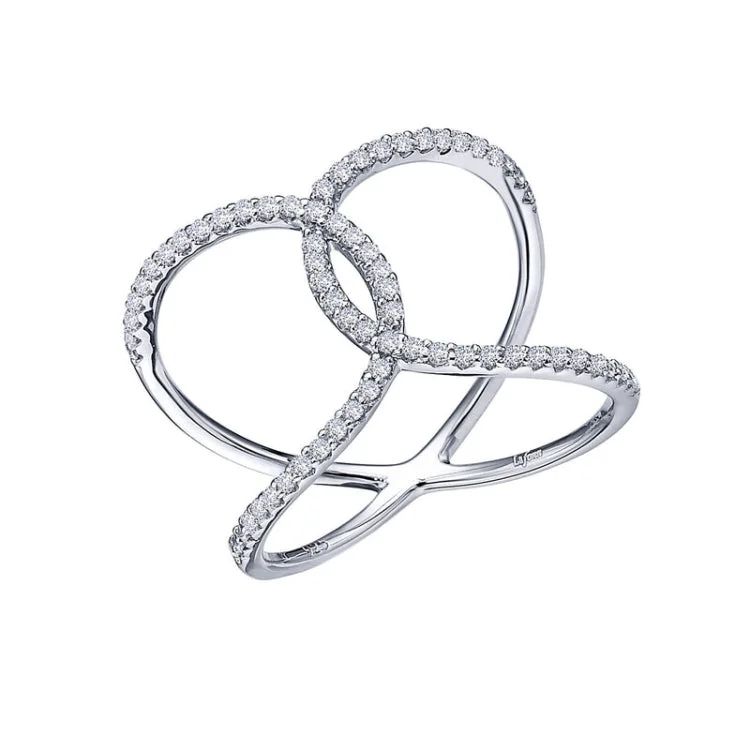 Luxury Ring with Gold and Diamonds-Open Crisscross Ring