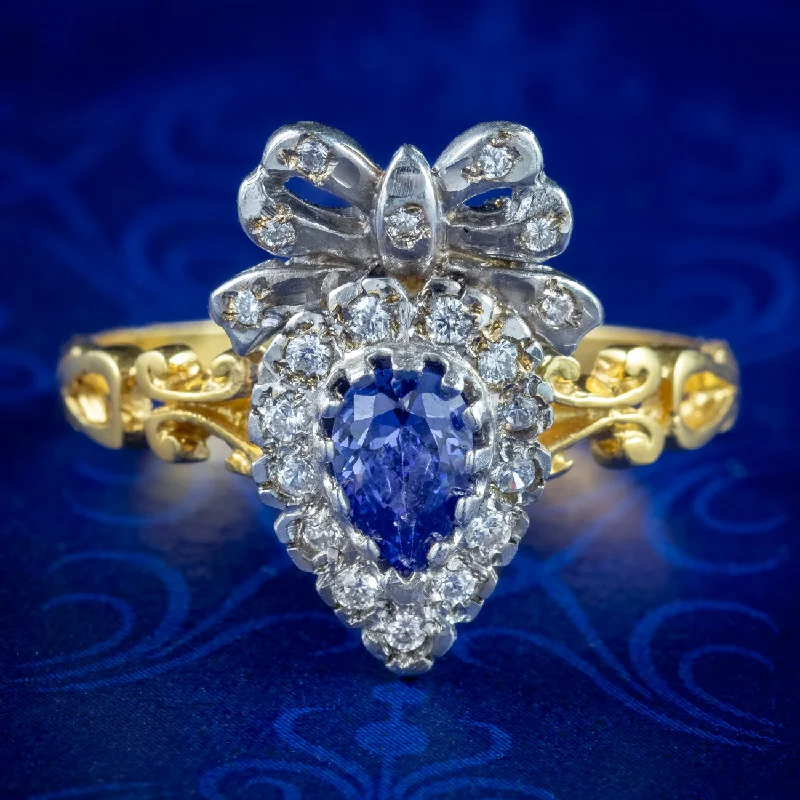 Custom Wedding Band for Couples-Edwardian Style CZ Tanzanite Cluster Ring