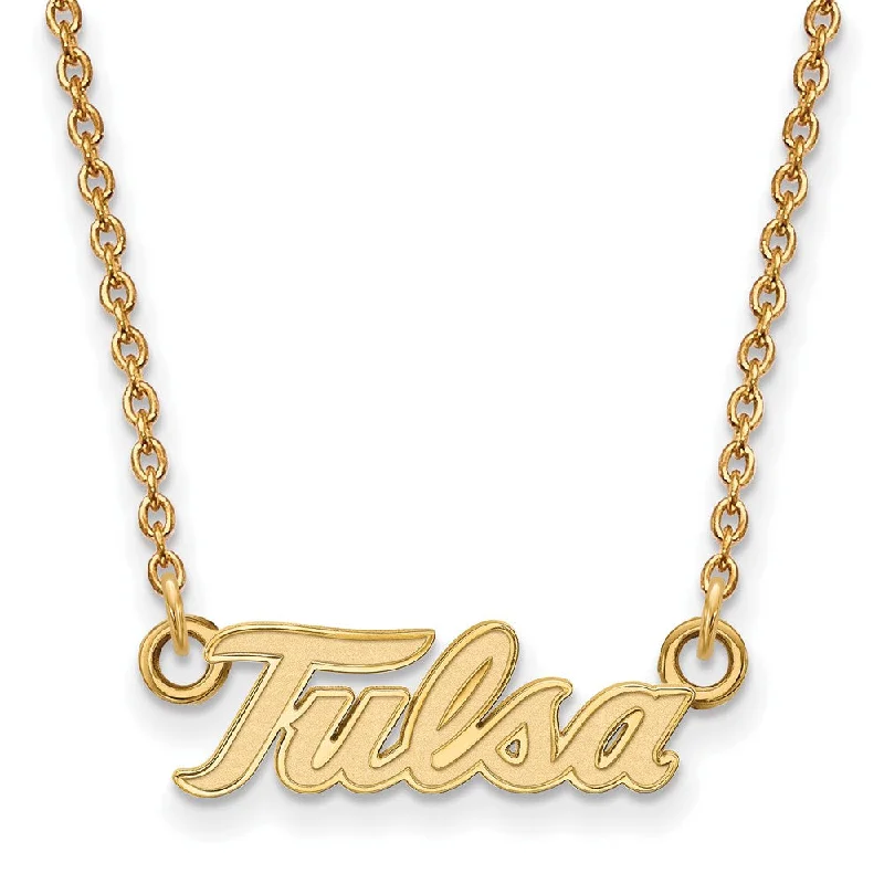 Long Chain Necklace for Stylish Look-14k Yellow Gold The U of Tulsa Small Pendant Necklace