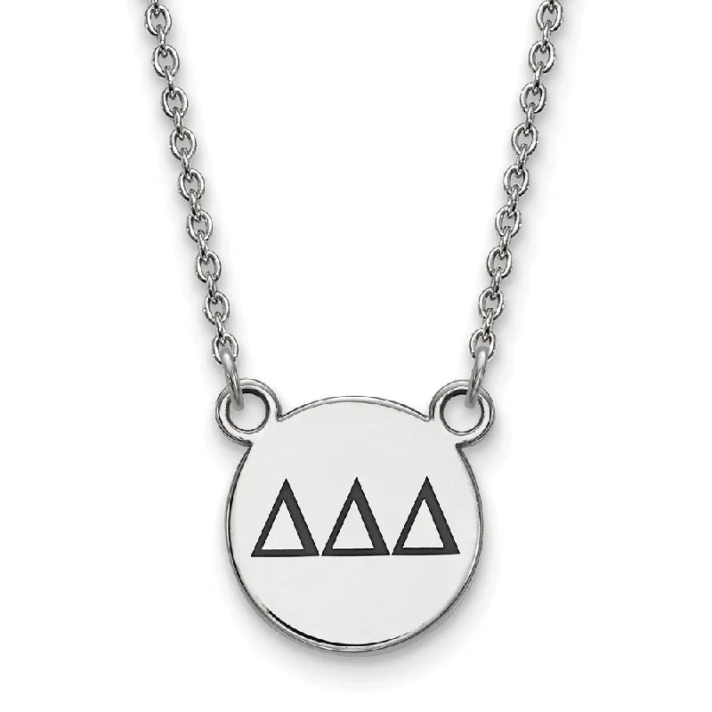 Bold Fashion Necklace for Evening Events-Sterling Silver Delta Delta Delta Small Enamel Greek Letters Necklace