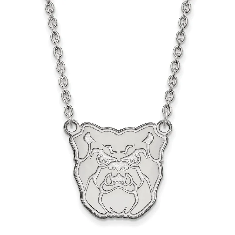 Custom Necklace for Special Celebrations-Sterling Silver Butler U Large Bulldog Pendant Necklace