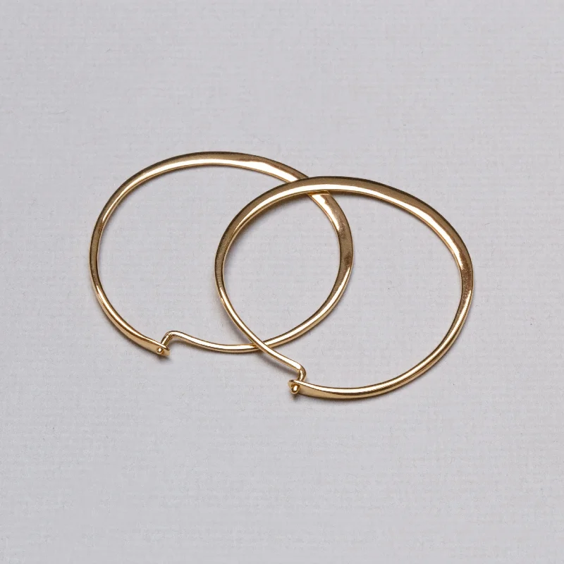 Small Drop Earrings for Casual Style-Gold-plated Flat Hoop Earrings