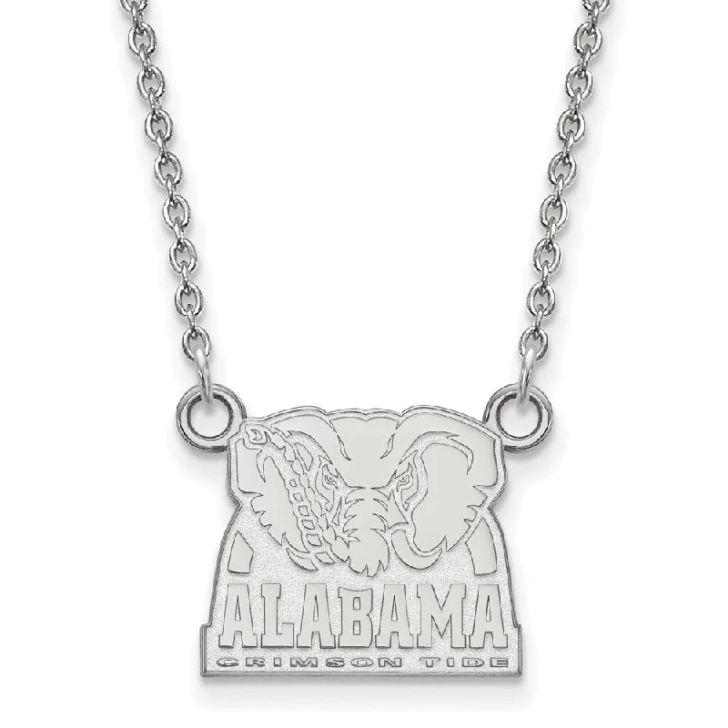 Statement Necklace for Women-14k White Gold U of Alabama Sm Crimson Tide Pendant Necklace