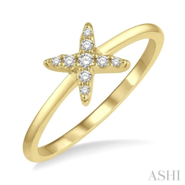 Custom Ring for Proposal-1/10 Ctw Floral Round Cut Diamond Petite Fashion Ring in 10K Yellow Gold