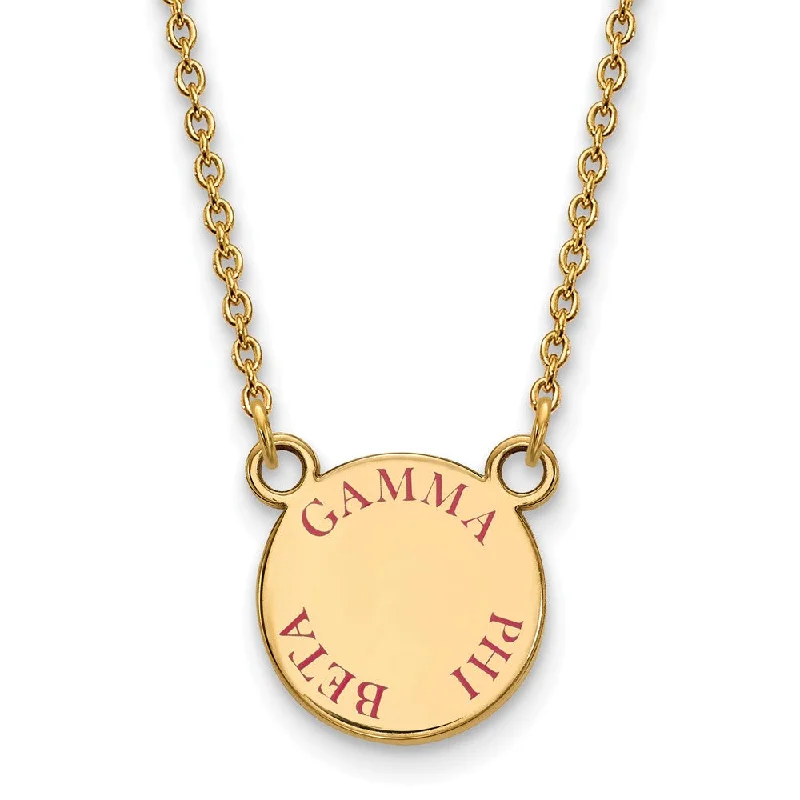 Statement Necklace for Women-14K Plated Silver Gamma Phi Beta Small Dk Pink Enamel Necklace