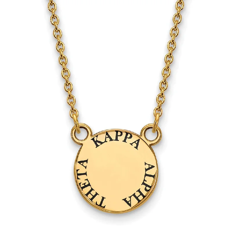 Luxurious Diamond Necklace-14K Plated Silver Kappa Alpha Theta Small Black Enamel Necklace