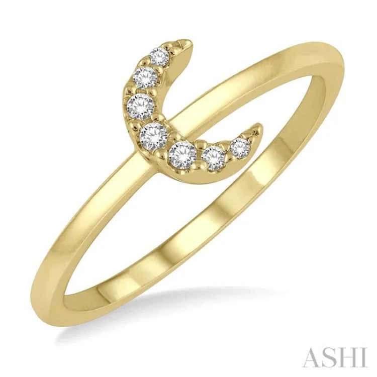 Birthstone Engagement Ring for Women-1/20 Ctw Crescent Round Cut Diamond Petite Fashion Ring in 10K Yellow Gold