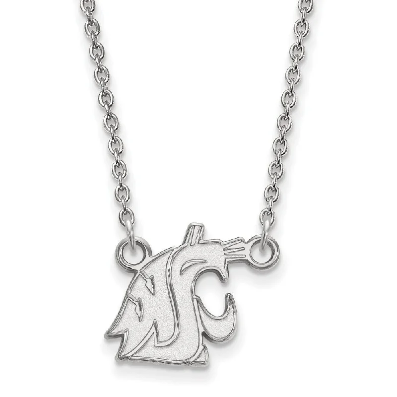 Layered Necklace for Special Occasions-10k White Gold Washington State Small Pendant Necklace