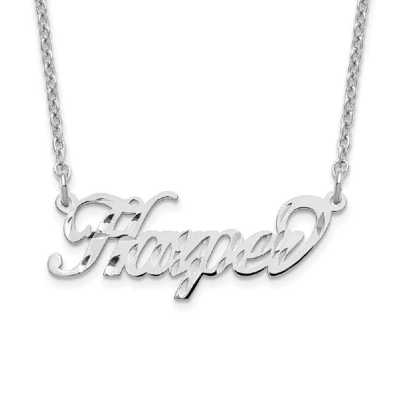 Custom Necklace with Name-Personalized Polished, Diamond-Cut Fancy Small Script Name Necklace