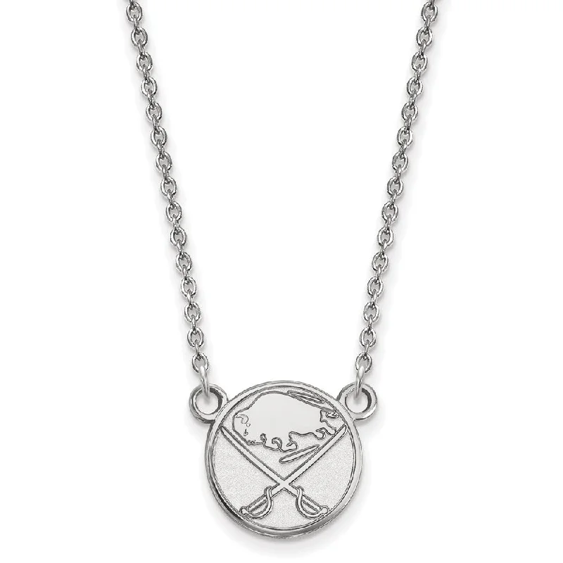 Unique Gemstone Necklace for Special Occasions-Sterling Silver NHL Buffalo Sabres Small Necklace, 18 Inch