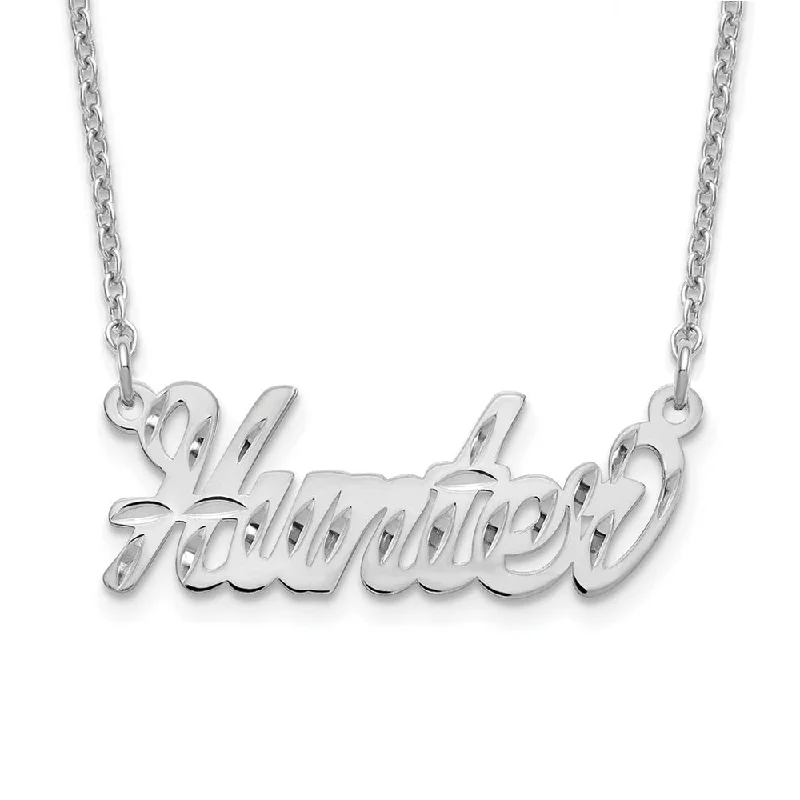 Elegant Statement Necklace for Parties-Personalized Polished, Diamond-Cut Small Script Name Necklace