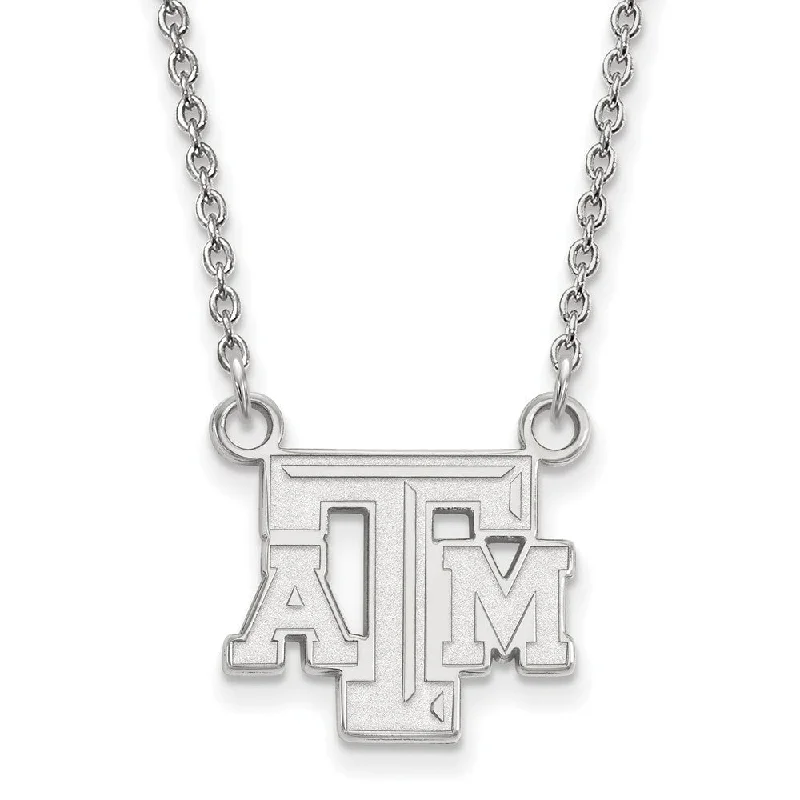 Vintage Pendant Necklace for Women-Sterling Silver Texas A&M U Small 'TAM' Pendant Necklace