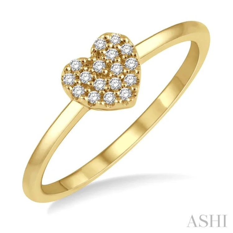 Custom Name Ring for Personal Touch-1/10 Ctw Heart Charm Round Cut Diamond Petite Fashion Ring in 10K Yellow Gold