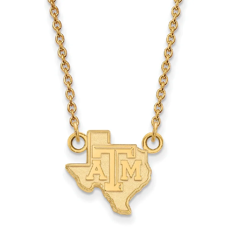 Luxury Necklace for Special Occasions-10k Yellow Gold Texas A&M U Small Texas Pendant Necklace