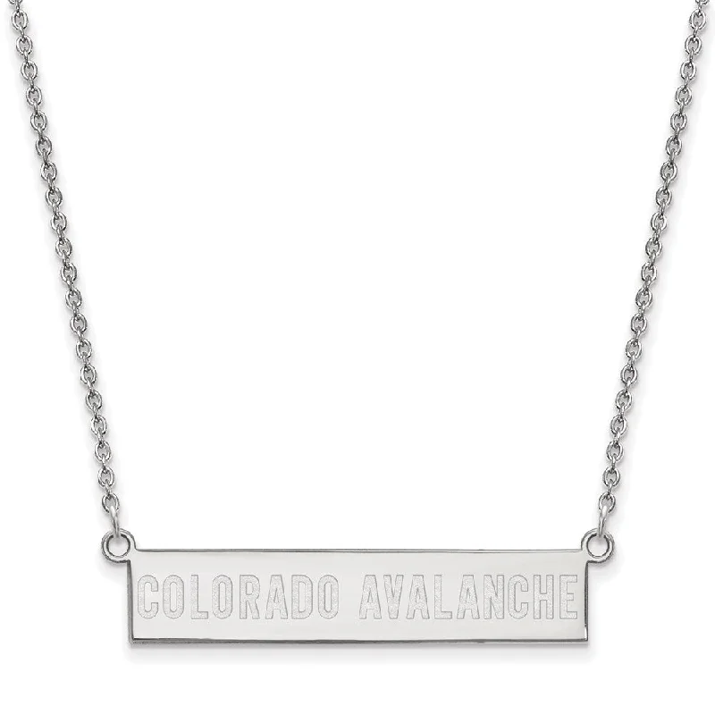 Simple Gold Necklace for Daily Wear-Sterling Silver NHL Colorado Avalanche SM Bar Necklace, 18in