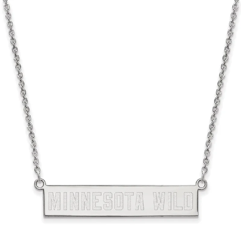 Beautiful Silver Necklace for Bridesmaids-Sterling Silver NHL Minnesota Wild Small Bar Necklace, 18 In