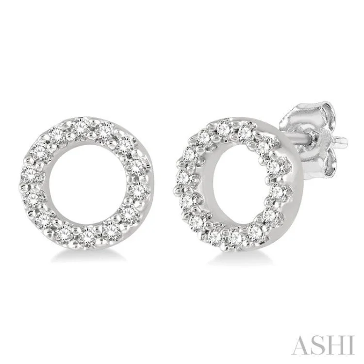 Customizable Earrings for Weddings-1/10 Ctw Circular Round Cut Diamond Petite Fashion Earring in 10K White Gold