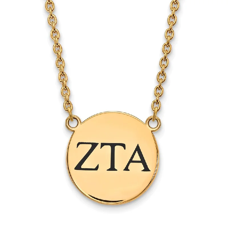 Silver Beaded Necklace for Fashion-14K Plated Silver Zeta Tau Alpha Large Enamel Greek Letters Necklace