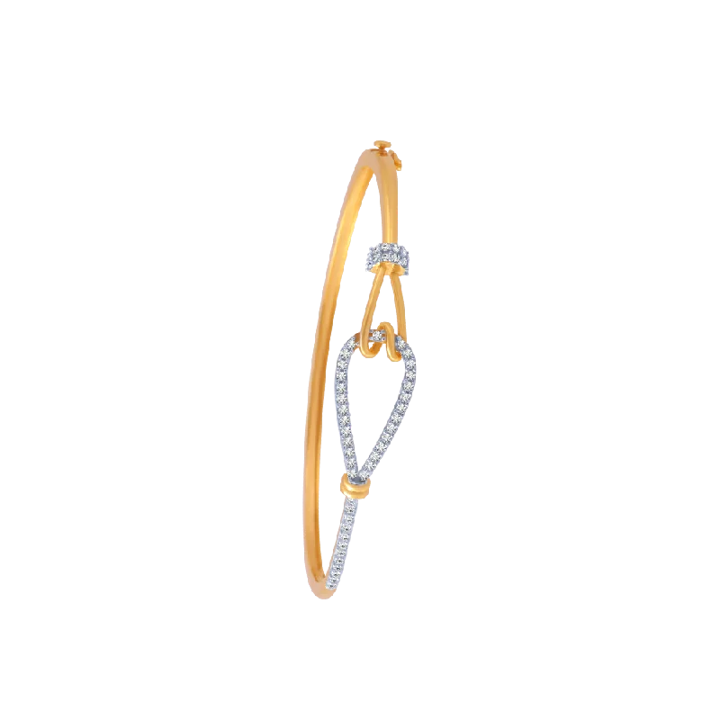 Unique Designer Bangles for Fashion-14KT (585) Yellow Gold And American Diamond Bangle For Women