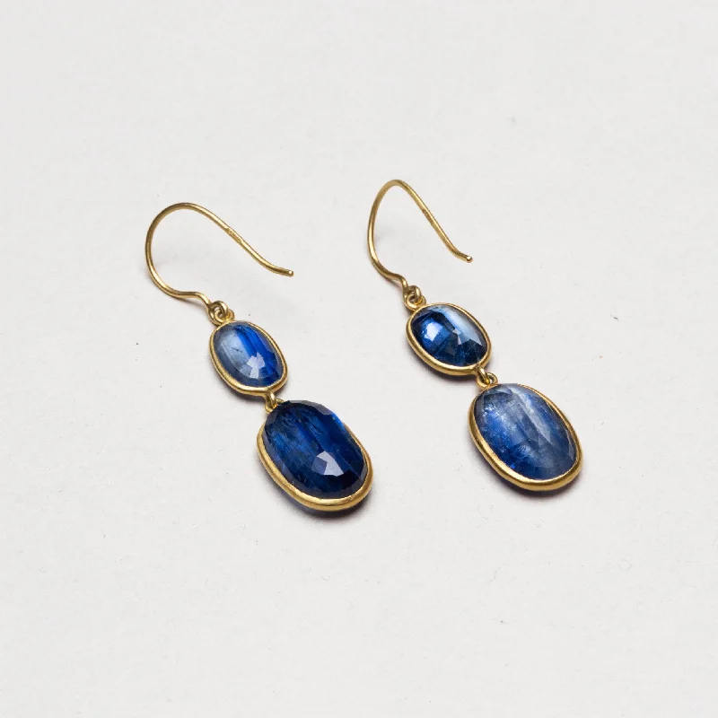 Fashion Forward Earrings for Teen Girls-Vintage Pippa Small Double Drop Earrings with Sapphires