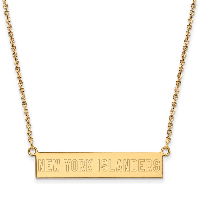 Elegant Pearl Necklace-SS 14k Yellow Gold Plated NHL New York Islanders SM Bar Necklace, 18in