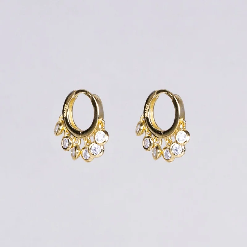 Simple Drop Earrings for Casual Outfits-Multi Disc Hoop Earrings with Cubic Zirconia