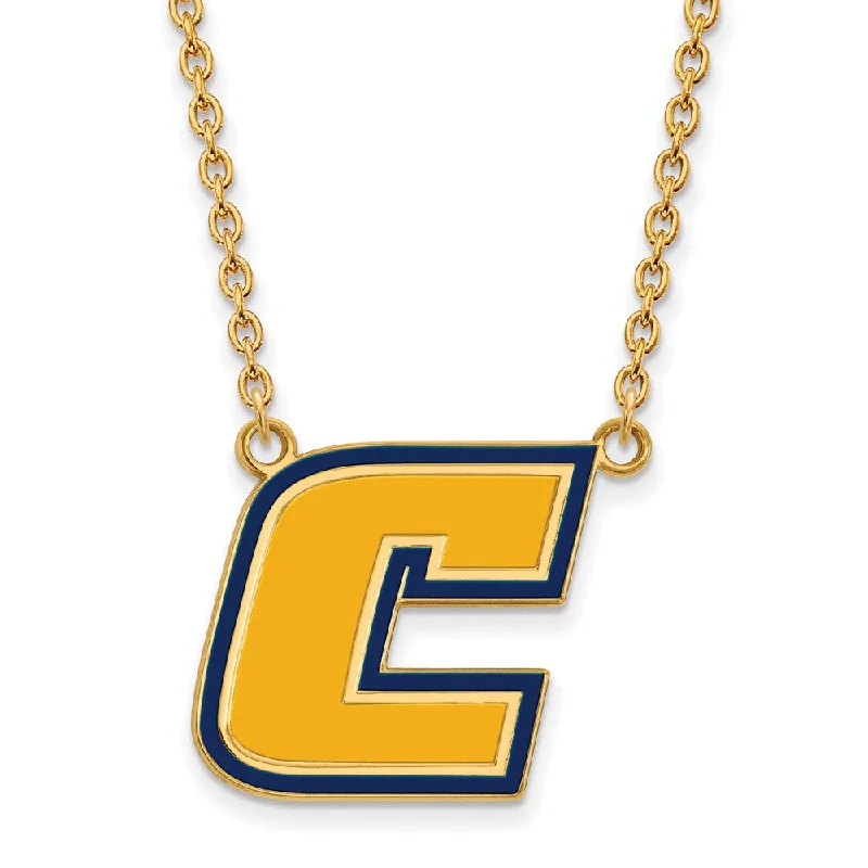 Handcrafted Necklace for Gifts-14k Gold Plated Silver U of Tenn at Chattanooga LG Enamel 'C' Necklace