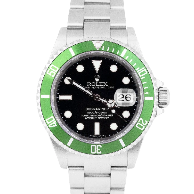 Women's Watches with Elegant Design-UNPOLISHED Rolex Submariner Date KERMIT Green 16610 LV Stainless Steel Watch