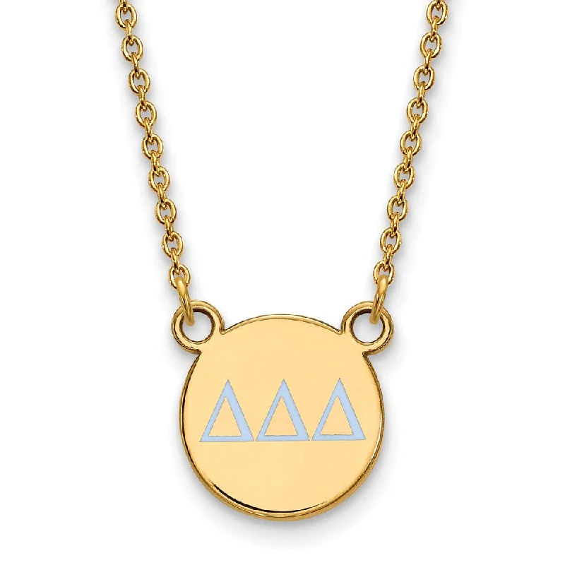 Large Pendant Necklace for Fashion Statement-14K Plated Silver Delta Delta Delta Small Lt Blue Enamel Necklace