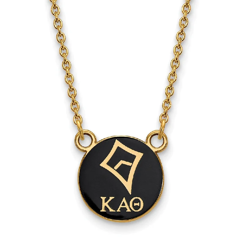 Elegant Choker Necklace for Brides-14K Plated Silver Kappa Alpha Theta Small Enamel Logo Necklace