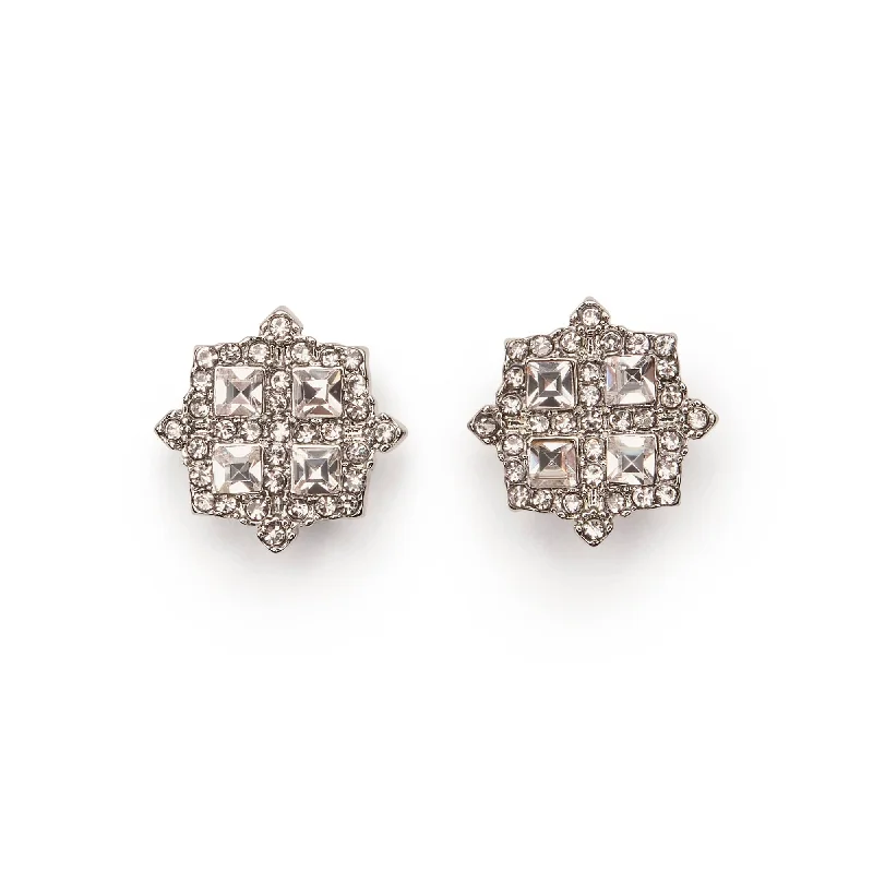 Classic Gold Earrings for Women-Diamante Cluster Earring: Crystal Stud Earring