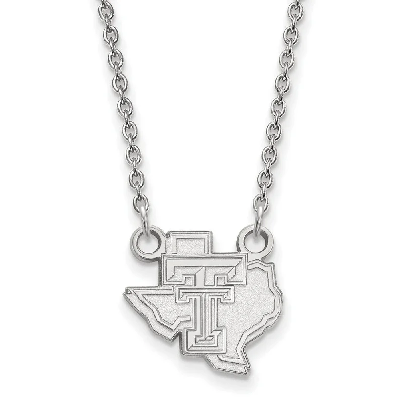 Gold Necklace for Women-10k White Gold Texas Tech U Small Pendant Necklace