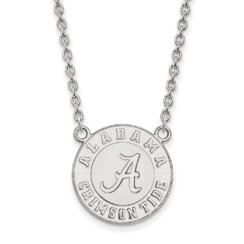 Handmade Necklace for Special Occasions-Sterling Silver U of Alabama Large Logo Disc Pendant Necklace