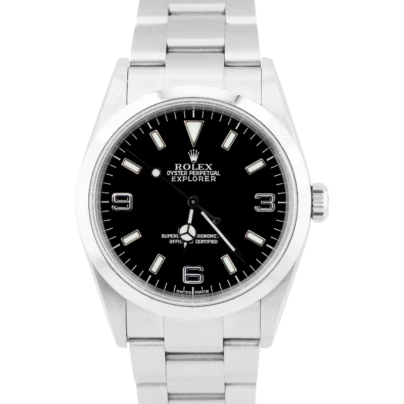 Classic Watches with Simple Design-Rolex Explorer I PAPERS Black 36mm Automatic Steel 3-6-9 Oyster Watch 114270 B+P