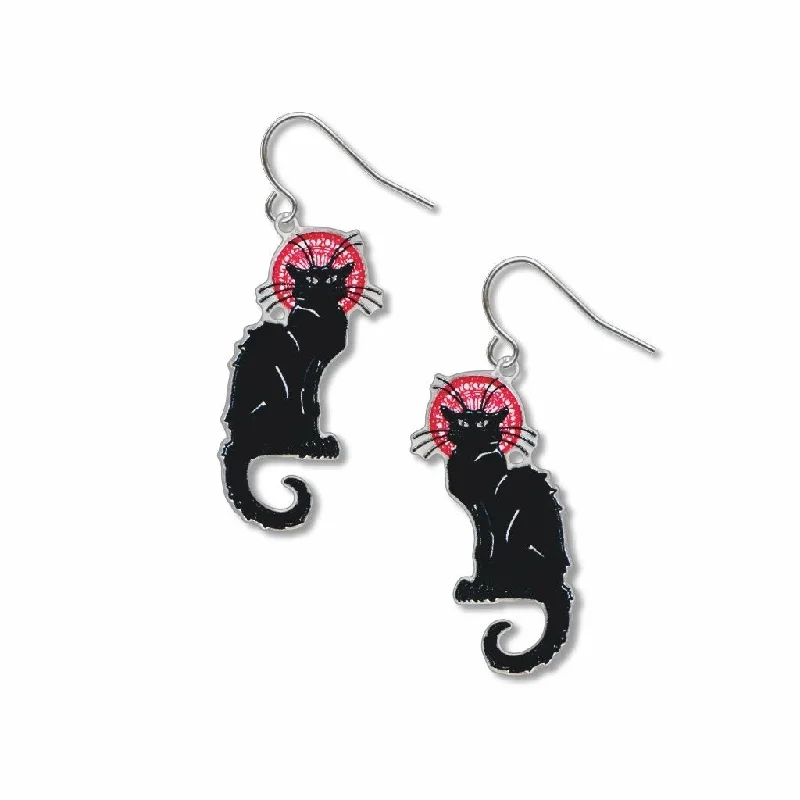 Geometric Silver Earrings for Style-Le Chat Noir Earrings