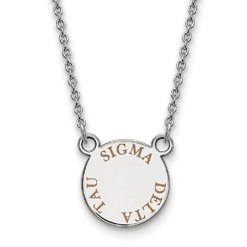 Luxurious Diamond Necklace-Sterling Silver Sigma Delta Tau Small Lt Brown Enamel Necklace