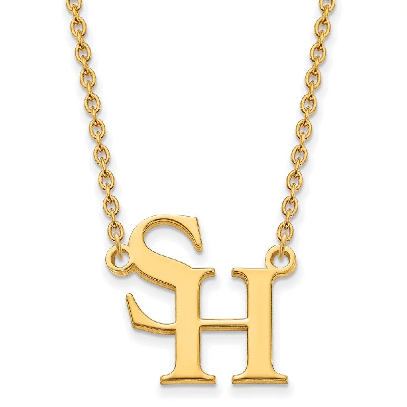 Sparkling Silver Necklace for Special Events-14k Gold Plated Silver Sam Houston State Large Pendant Necklace