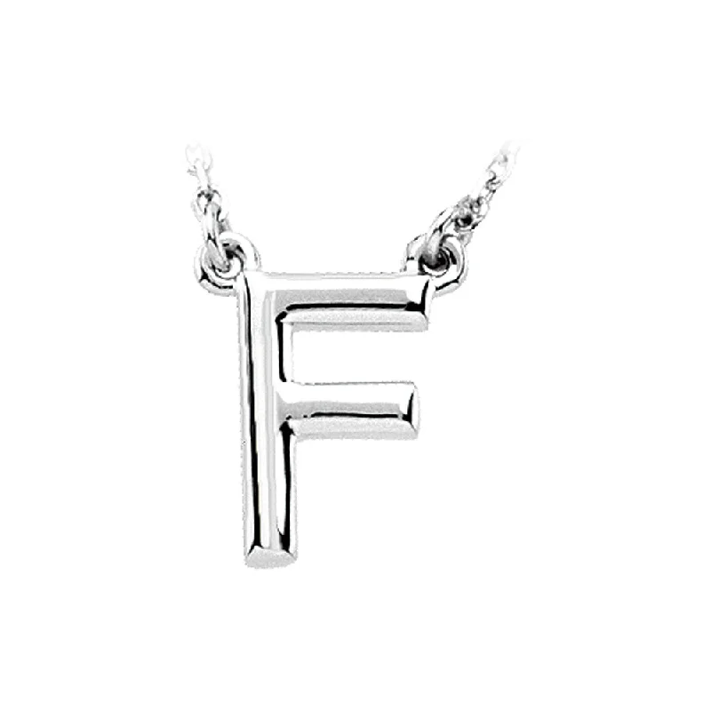 Elegant Chain Necklace for Weddings-14K White Gold, Kendall Collection, Block Initial F Necklace, 16 Inch