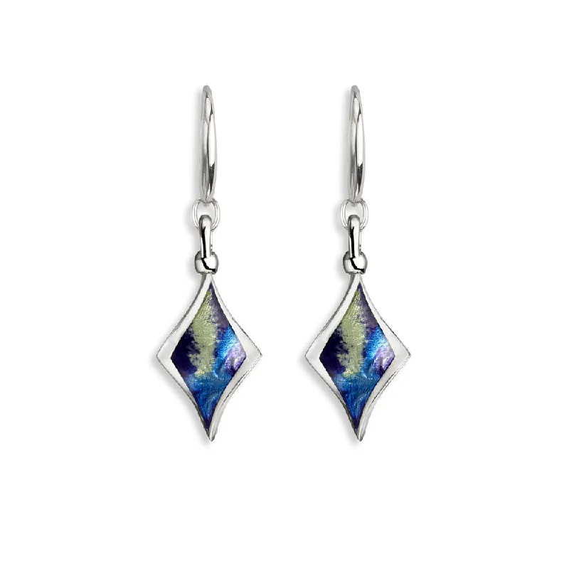 Geometric Silver Earrings for Style-Swivel bale with enamel design on back, Rhodium Plated for easy care, Gift Boxed