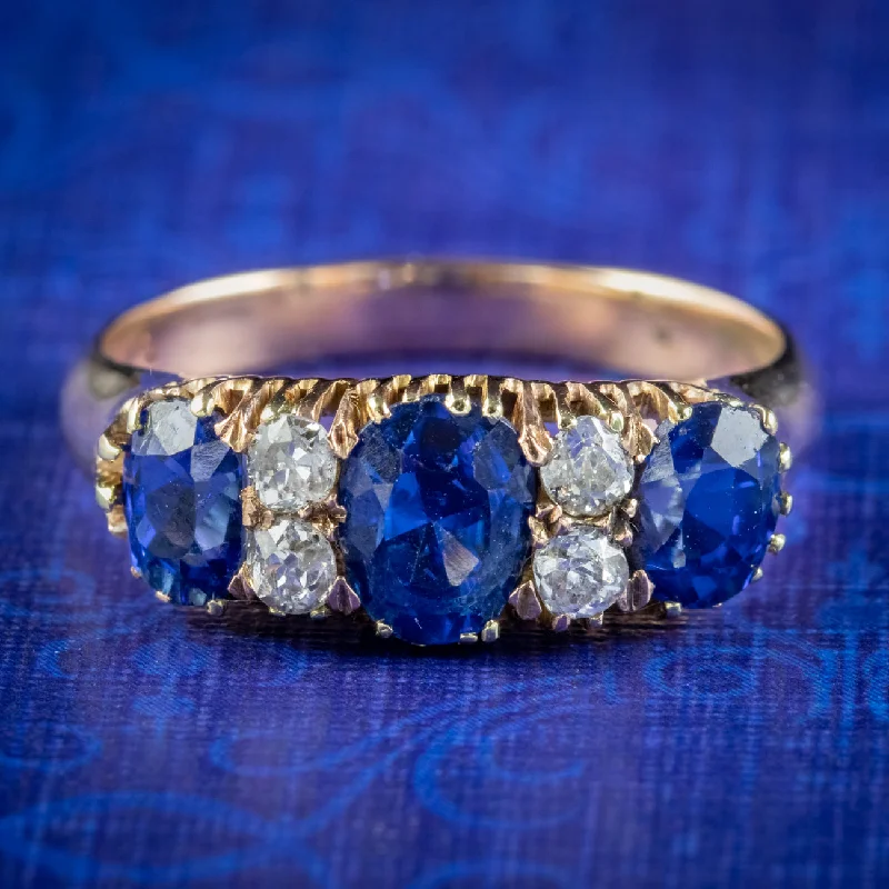 Beautiful Wedding Band for Women-Antique Victorian Sapphire Diamond Ring 2ct Of Sapphire Circa 1900