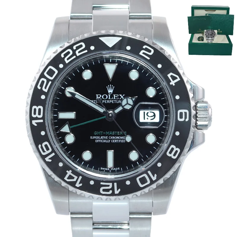 Elegant Watches for Men with Gold Accents-2019 Rolex GMT Master II 116710 Steel Ceramic Black Dial 40mm Watch Box