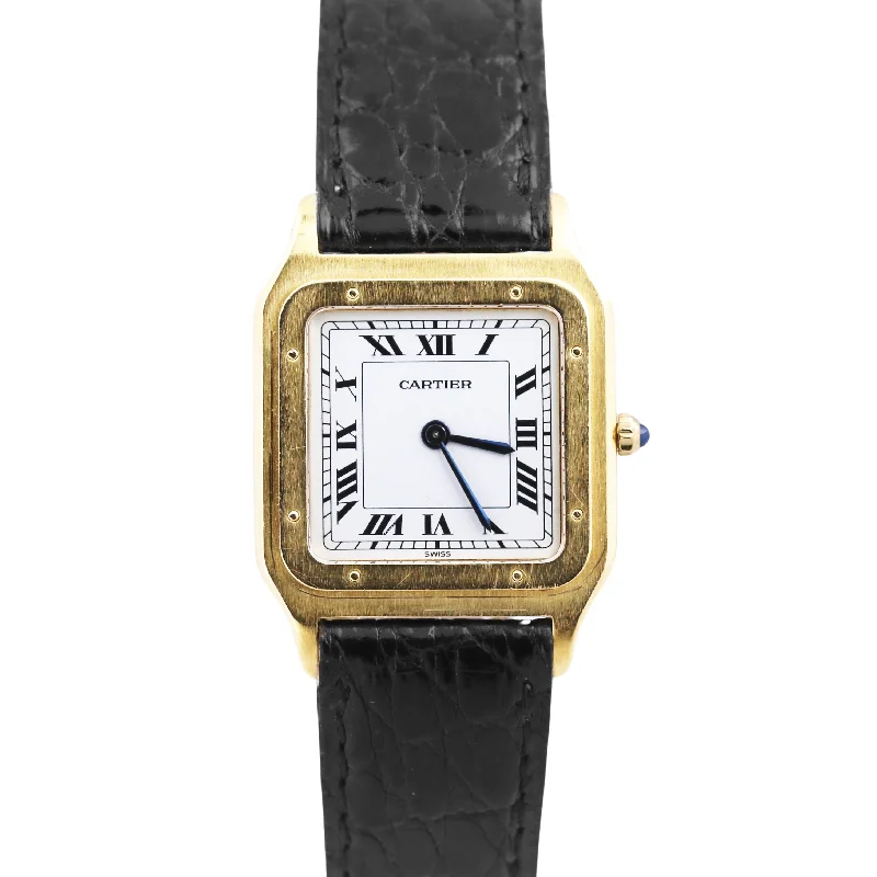 Smart Watches for Fitness Tracking-VINTAGE Cartier Paris Santos Dumont 96054 EXTRA PLATE 18K Yellow Gold Watch