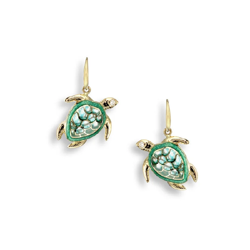 Vintage Style Drop Earrings-See-through enamel back, Suedette Pouch