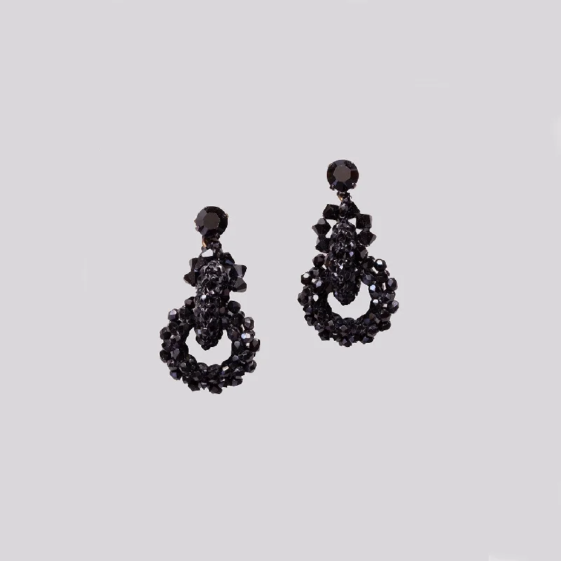 Earrings for Sensitive Ears-Vintage Black Beads Stud Earrings