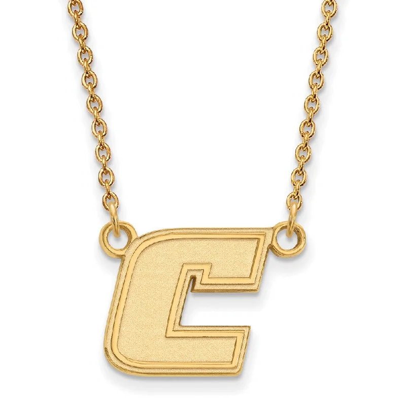 Bold Chunky Necklace for Bold Fashion-14k Yellow Gold U of Tennessee Chattanooga Small Initial C Necklace