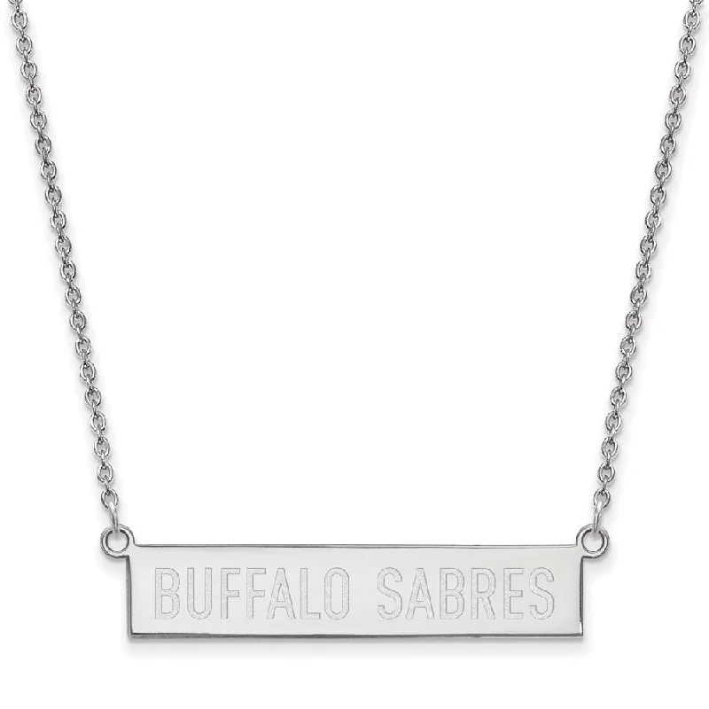 Custom Necklace with Name-Sterling Silver NHL Buffalo Sabres SM Bar Necklace, 18 In