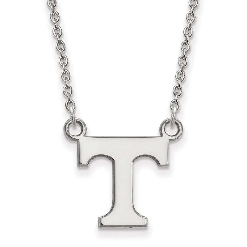 Silver Necklace for Weddings-14k White Gold U of Tennessee Small Initial T Pendant Necklace