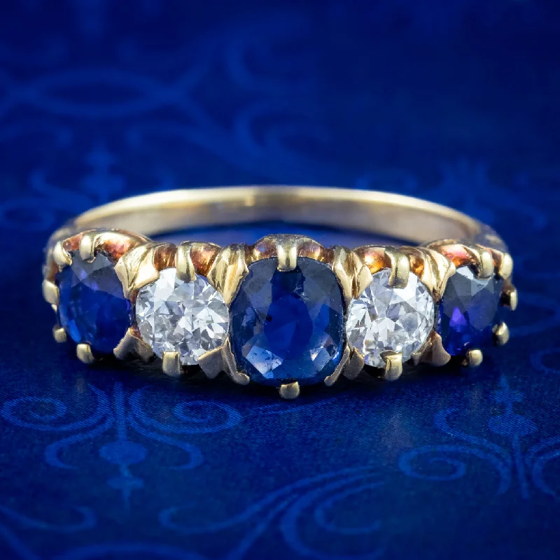 Elegant Silver Engagement Ring-Antique Edwardian Sapphire Diamond Ring 1.20ct Sapphire