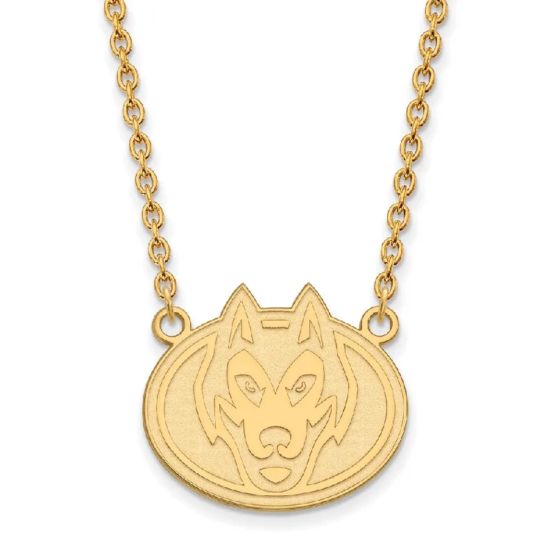 Trendy Necklace for Young Adults-14k Gold Plated Silver St. Cloud State Large Pendant Necklace