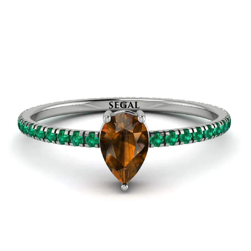 Vintage Wedding Ring for Couples-Pear Brown Diamond Ring With Micro Pave - Taylor No. 1106